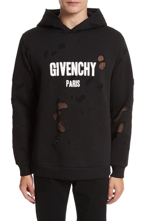 givenchy distressed hoodie black|givenchy distressed graphic print hoodie.